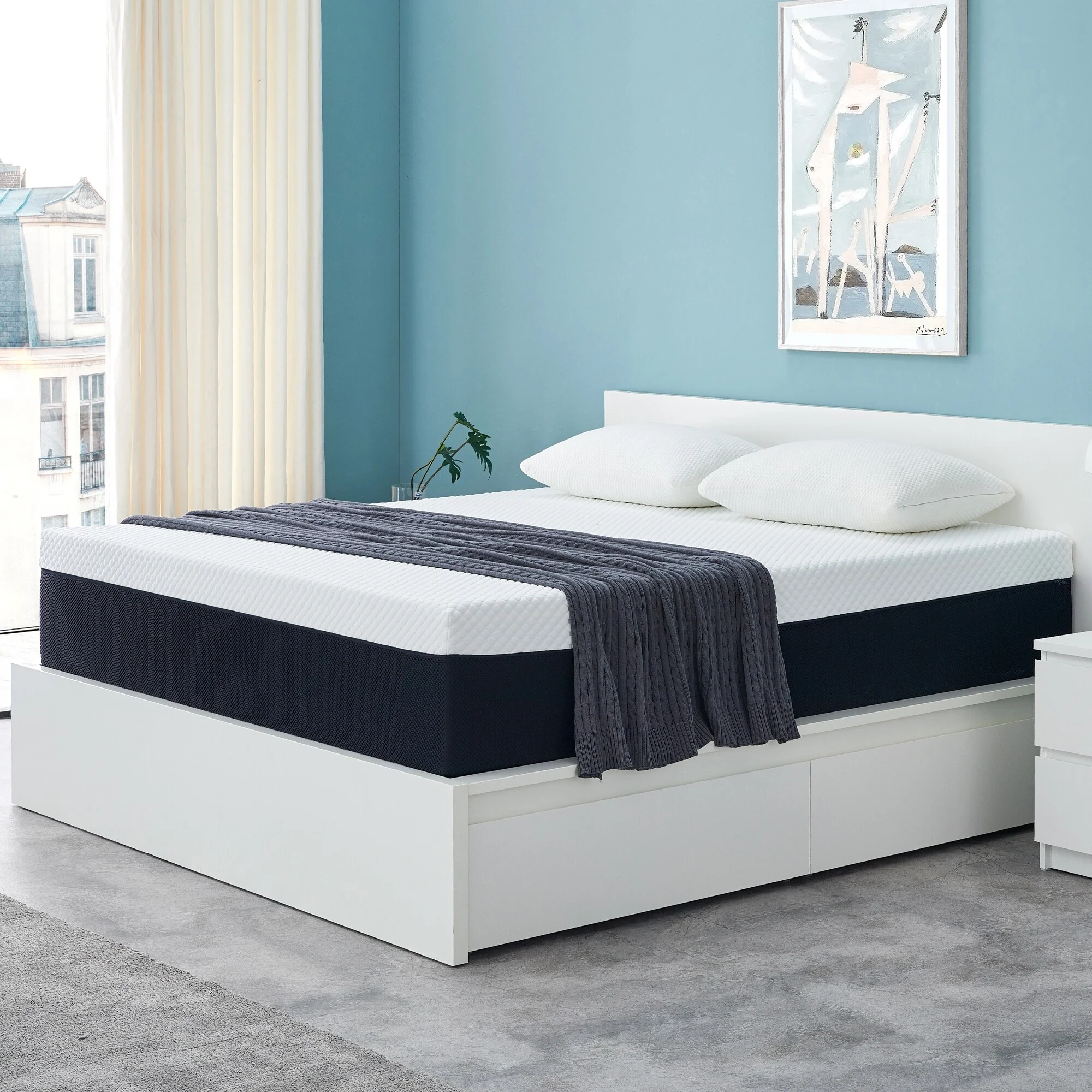 Stiku 10 Size Medium Plush Mattress Gel Memory Foam Bed-in-a-Box,Low Motion Transper