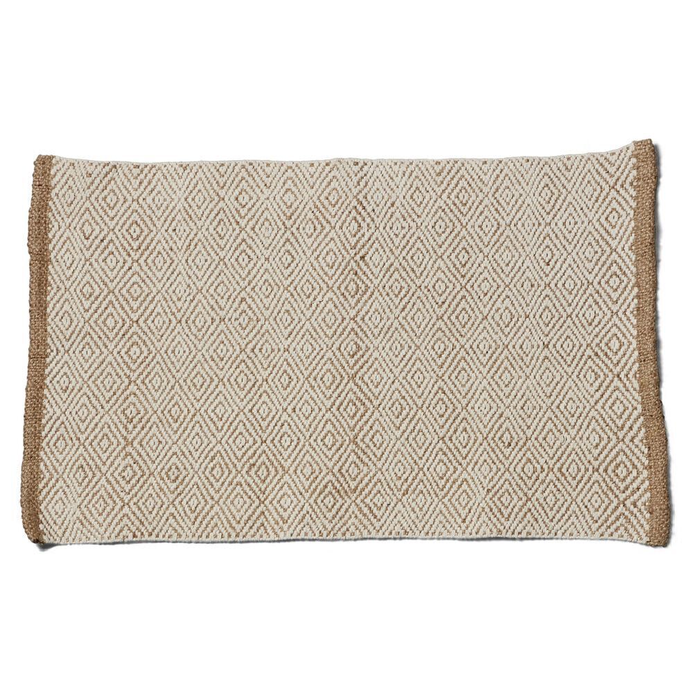 Tapis rectangulaire jute beige blanc 60x90 cm