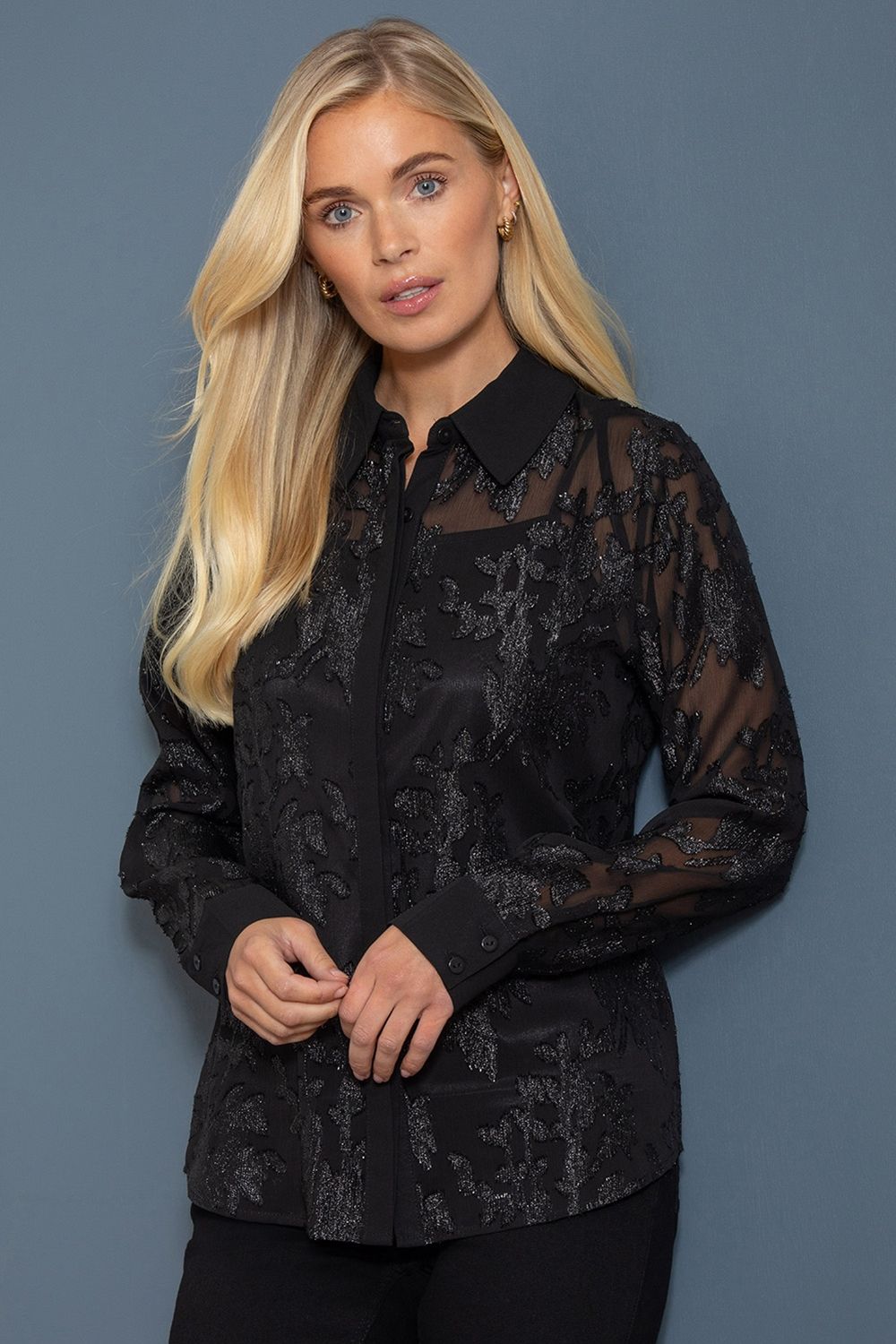 Klass. Floral Shimmer Chiffon Blouse With Cami