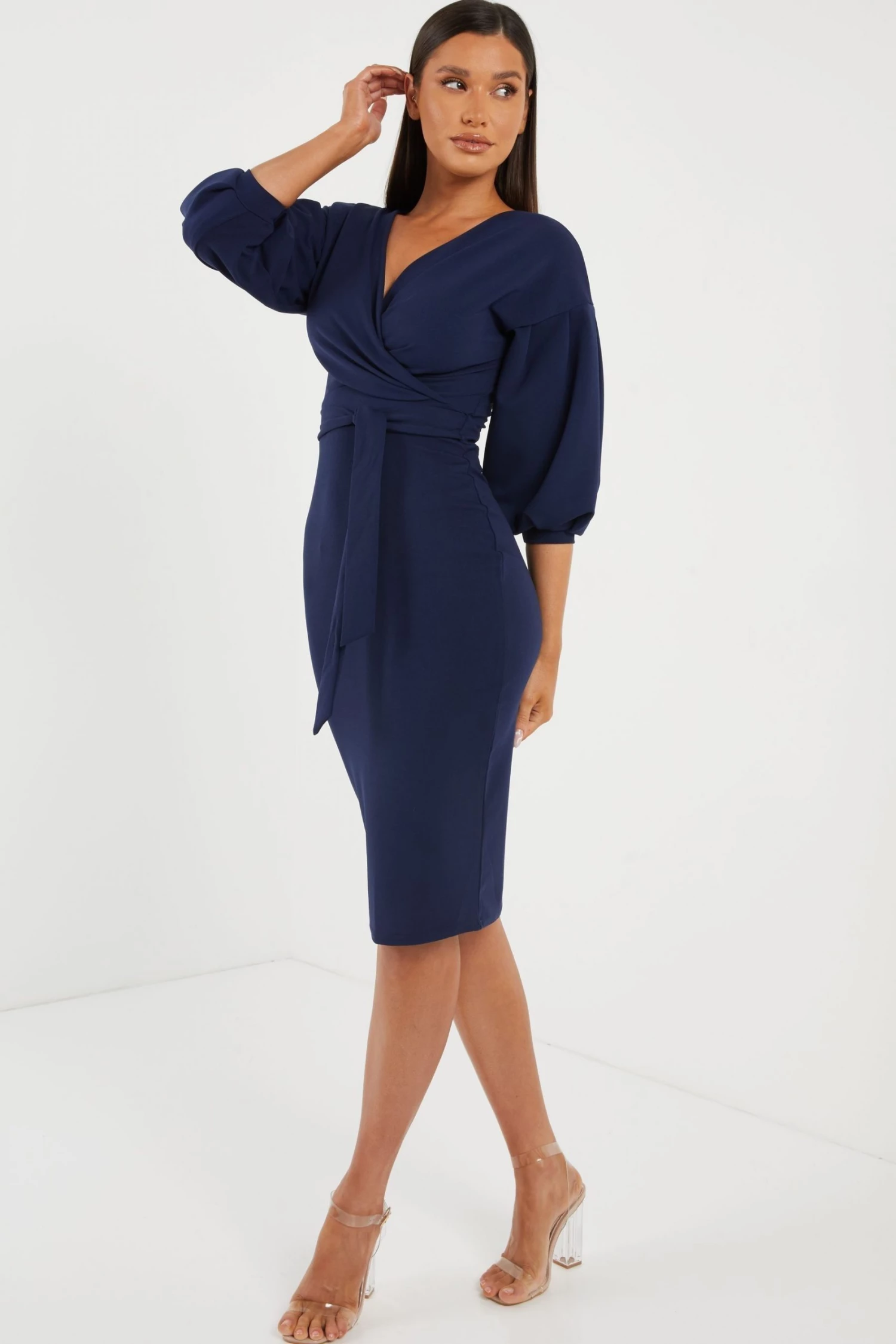 Quiz Blue Wrap Midi Dress