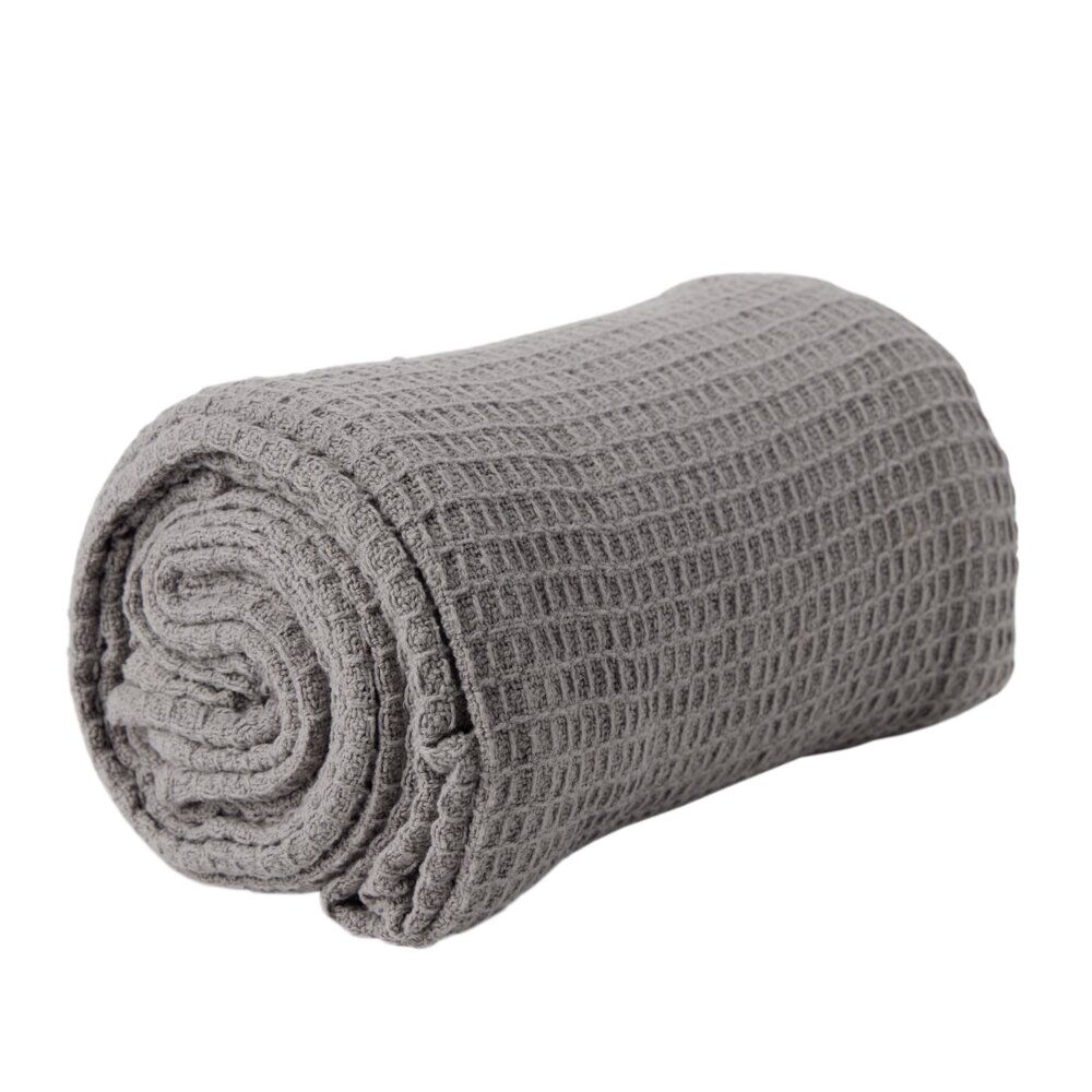 Plaid coton gaufré 130x160cm gris