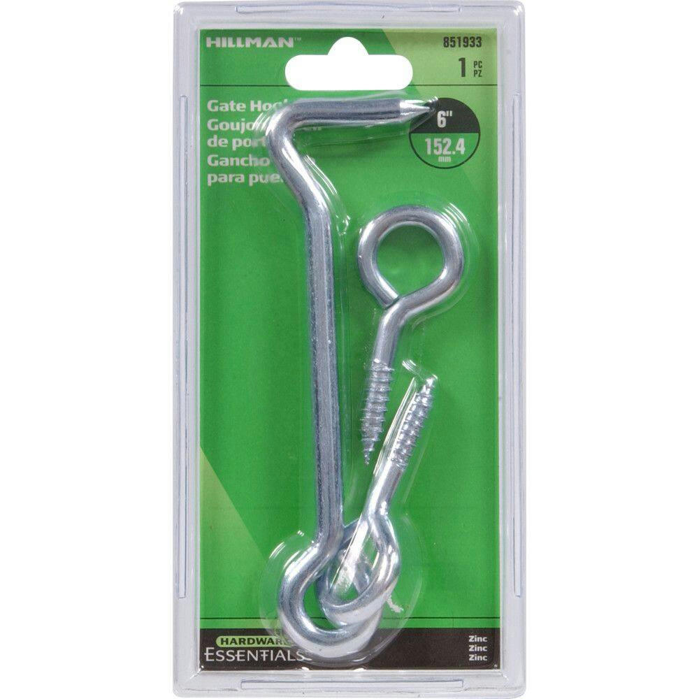 Hillman Hook and Eye Door Latch, Indoor/Outdoor Use, Zinc-Plated, 6-in