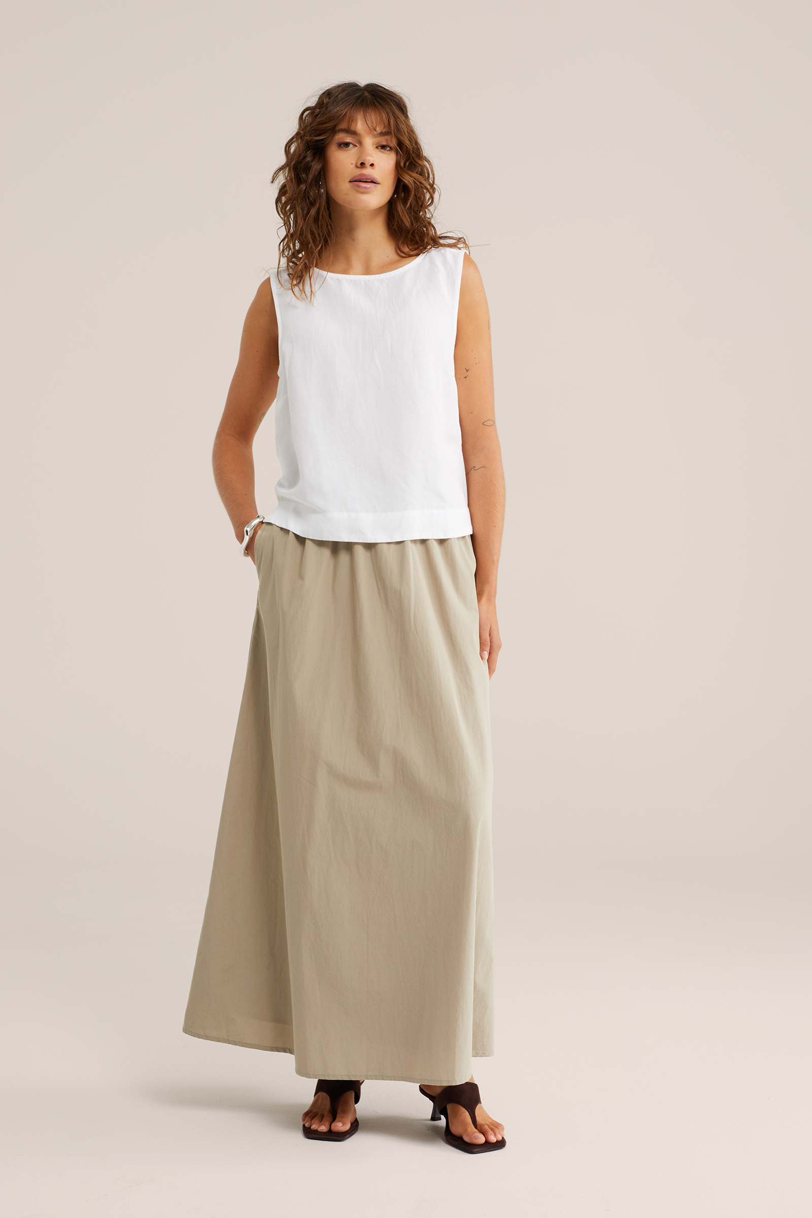 Dames singlet van linnenmix