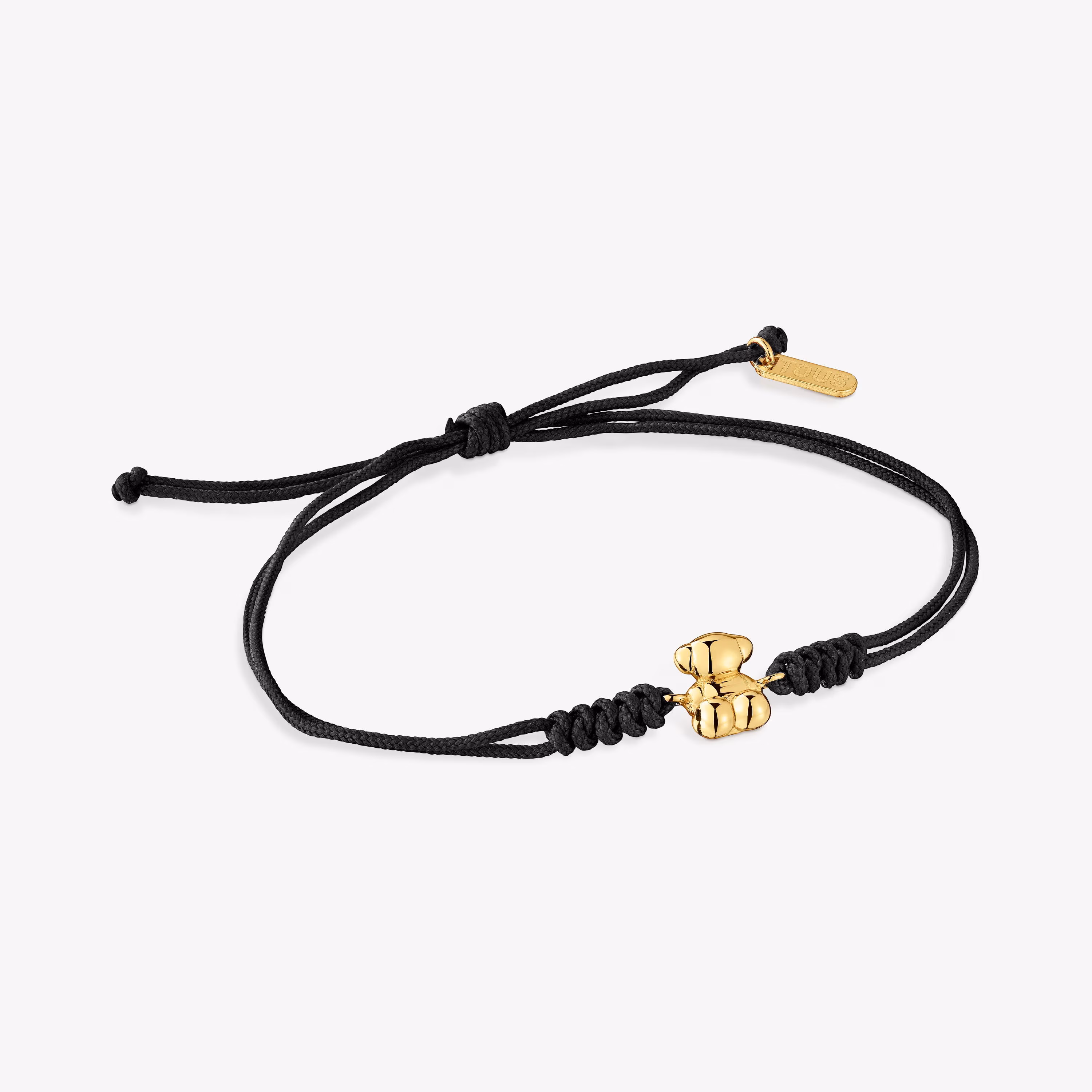 Pulsera de nylon y oso de oro en color negro Bold Bear
