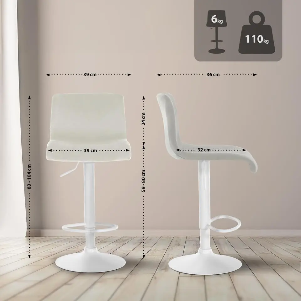 CLP Barkruk Hover Fluweel - creme