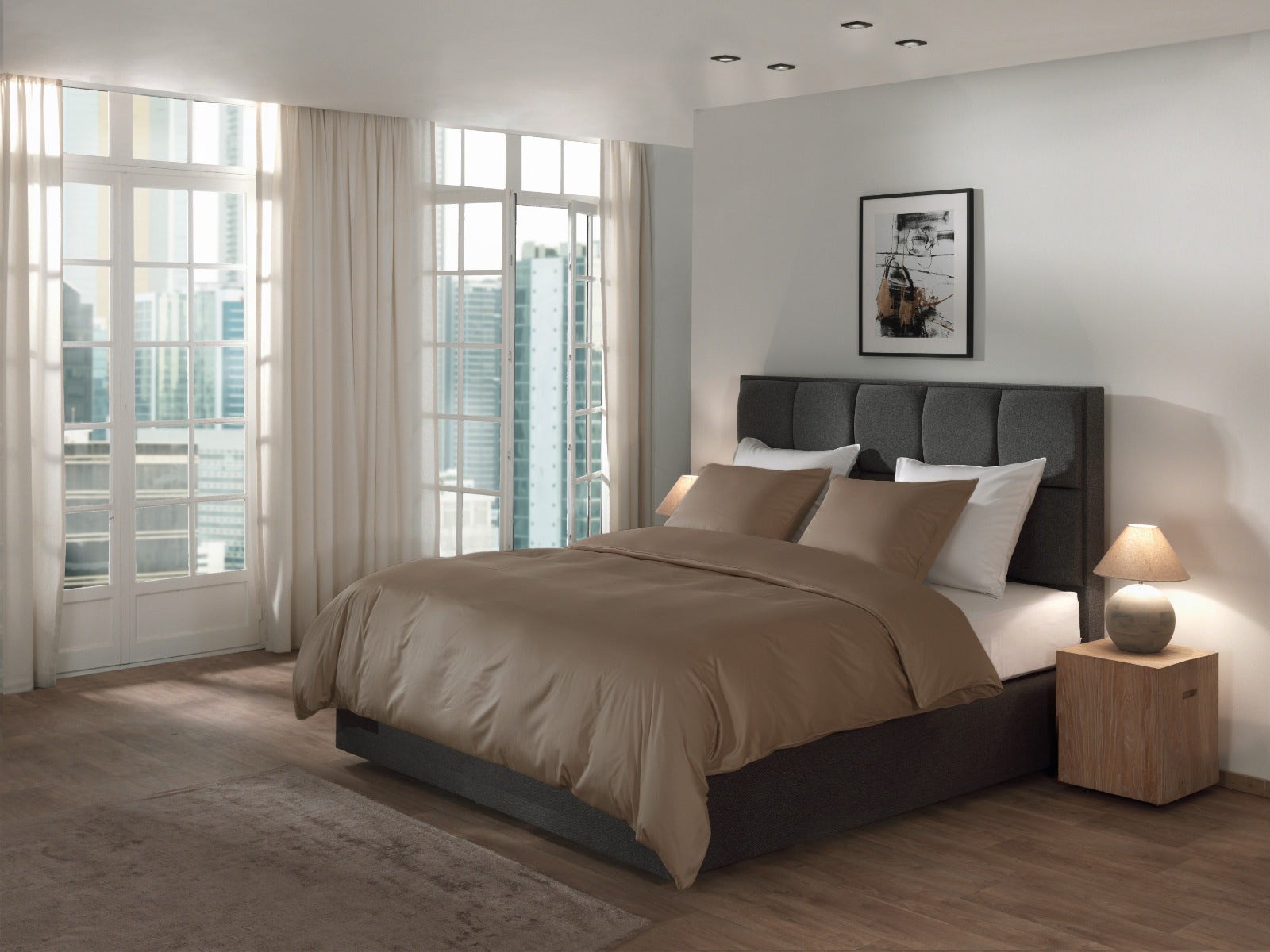 Yellow Dekbedovertrek Katoen Satijn Suites Dubai - plaza taupe