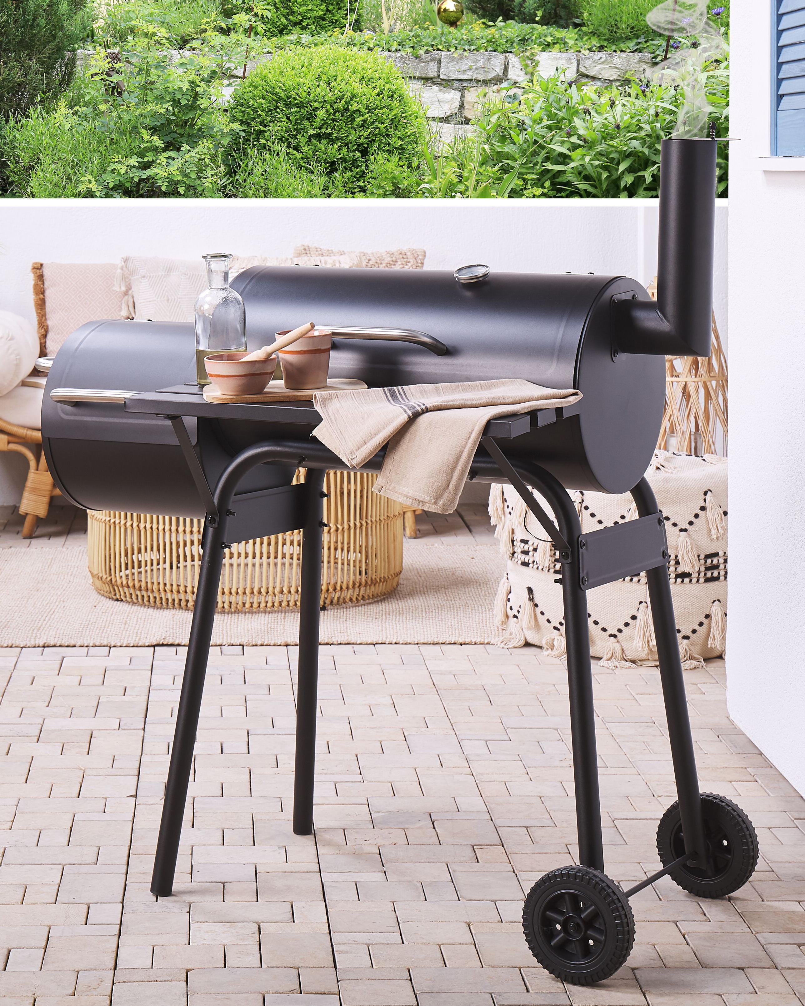 Charcoal BBQ Grill KATLA with Smoker Metal Black