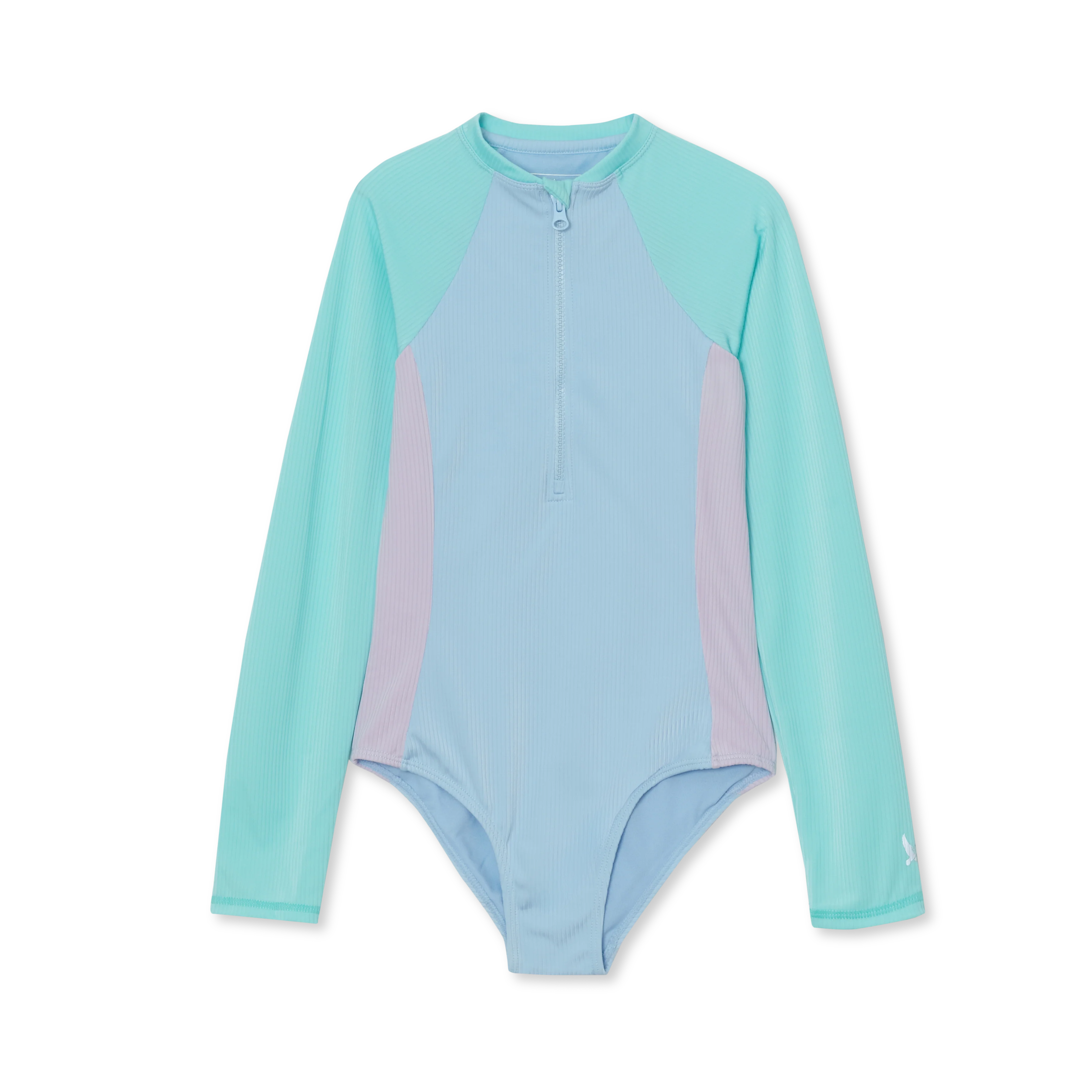Girls Sea Spray LS One PC Zip Front Swimsuit
