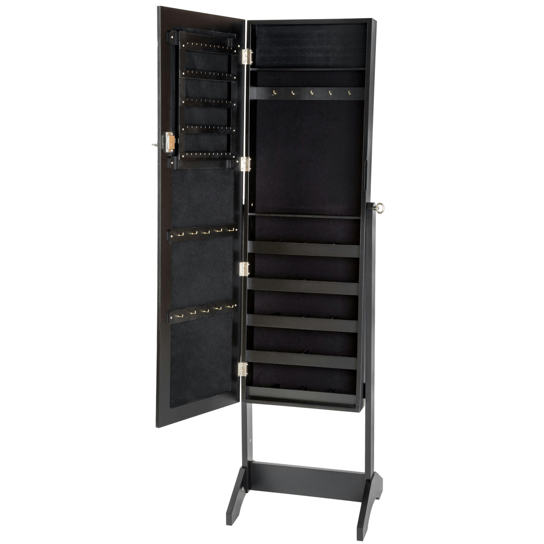 - Armoire à bijoux avec miroir avec miroir intégral noir
