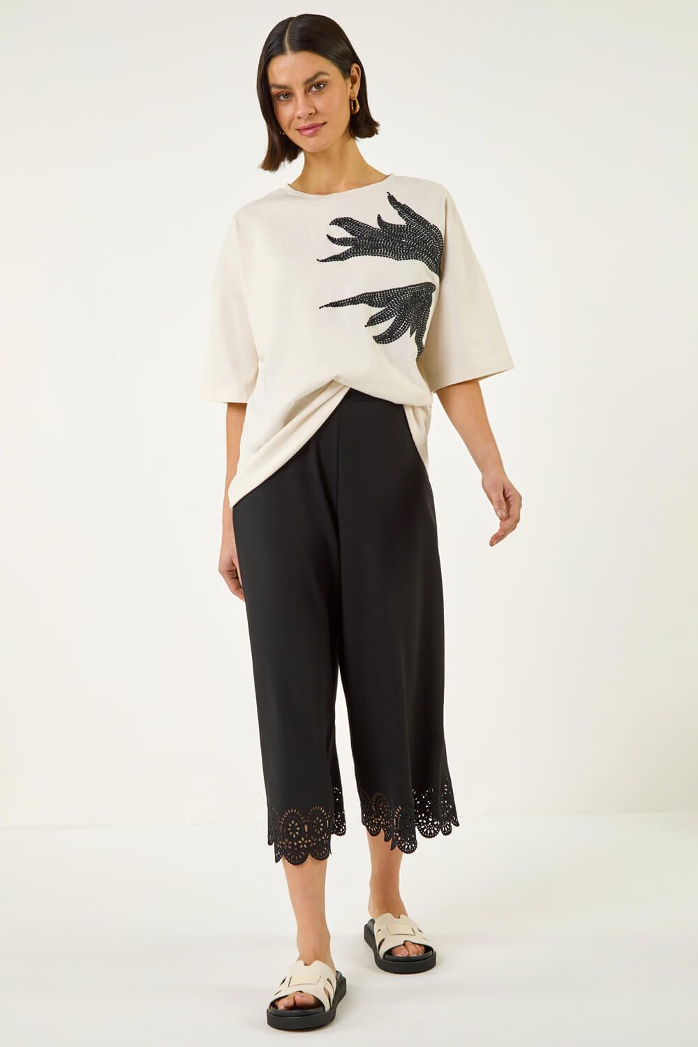 Roman Laser Cut Wide Leg Trouser