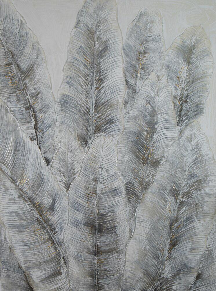 Ręcznie Malowany Obraz Liście Bananowca 90x120 cm