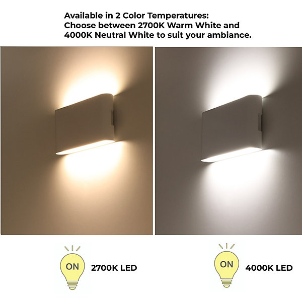 Applique LED 12W SAFATA IP54 pour extérieurintérieur design rectangulaire en aluminium blanc éclairage haut et bas 4000K