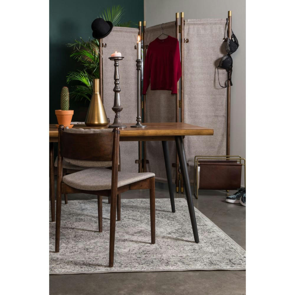 TORRANCE - Lot de 2 chaises en bois et tissu marron