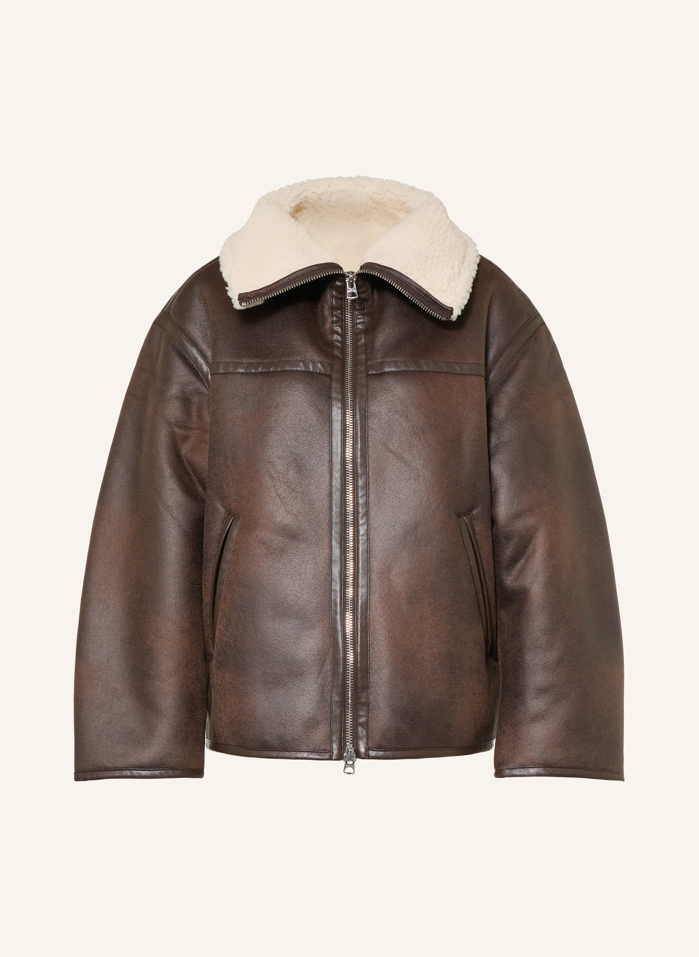 REPLAY Jacke in Lederoptik mit Teddyfell