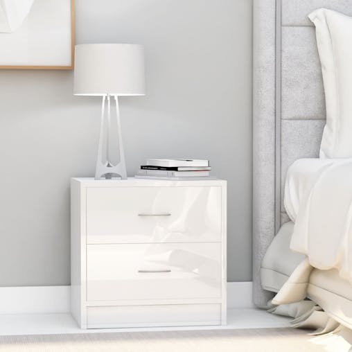 NNEVL Bedside Cabinet High Gloss White 40x30x40 cm Chipboard