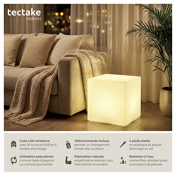 Lampe cube avec éclairage LED 12 W avec télécommande et ampoule