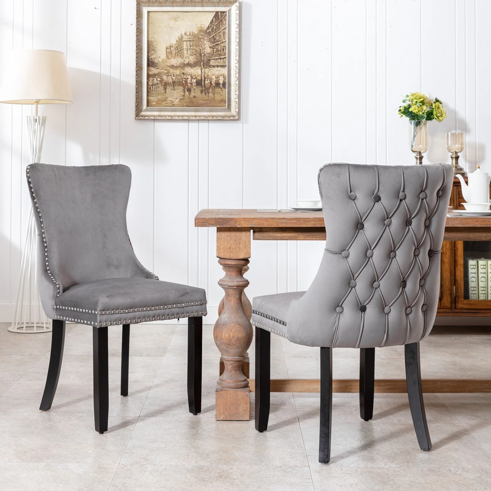 Set of 2 Modern Upholstered Accent Armless Tufted Dining Chairs