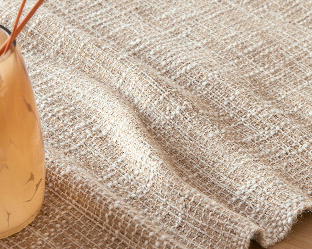 BERTIER - Chemin de table en jute et coton à franges beiges 48x150