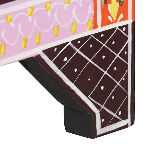 NNEVL Hand Painted Bedside Cabinet 40x30x50 cm Solid Mango Wood