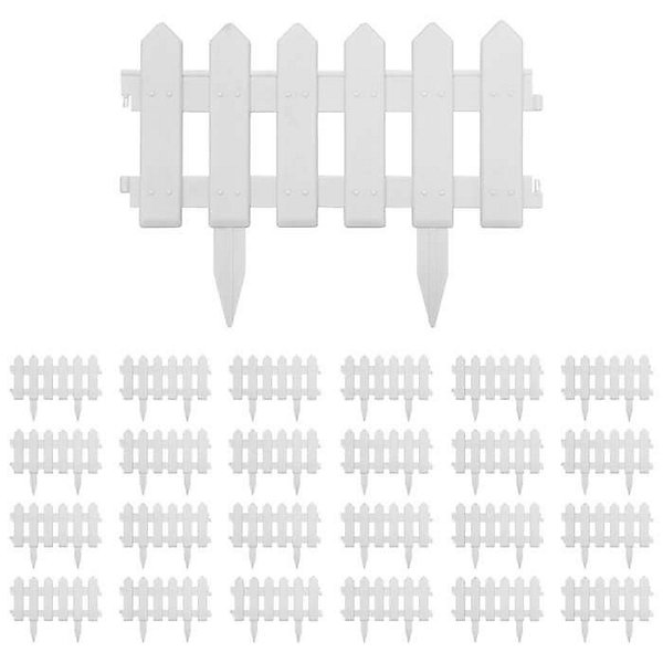 Bordures de pelouse - vidaXL - 25 pcs - Blanc - 10 m - PP