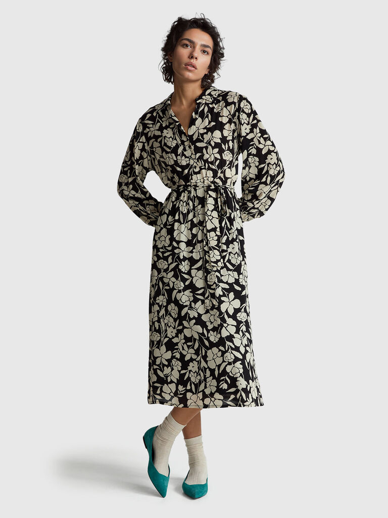 Shirt dress with floral print