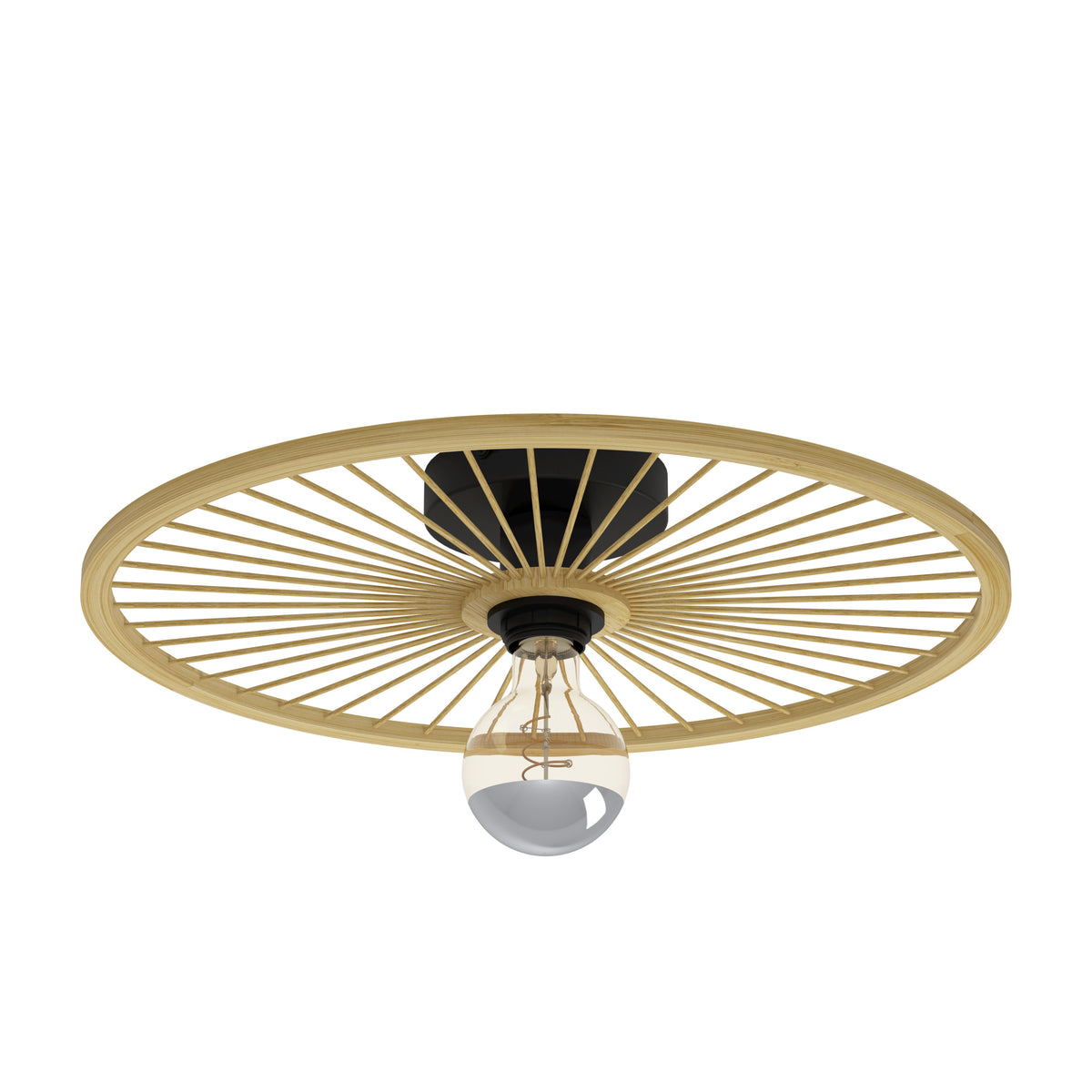 EGLO plafondlamp Leominster - e27 - ø 45 cm - zwart/hout