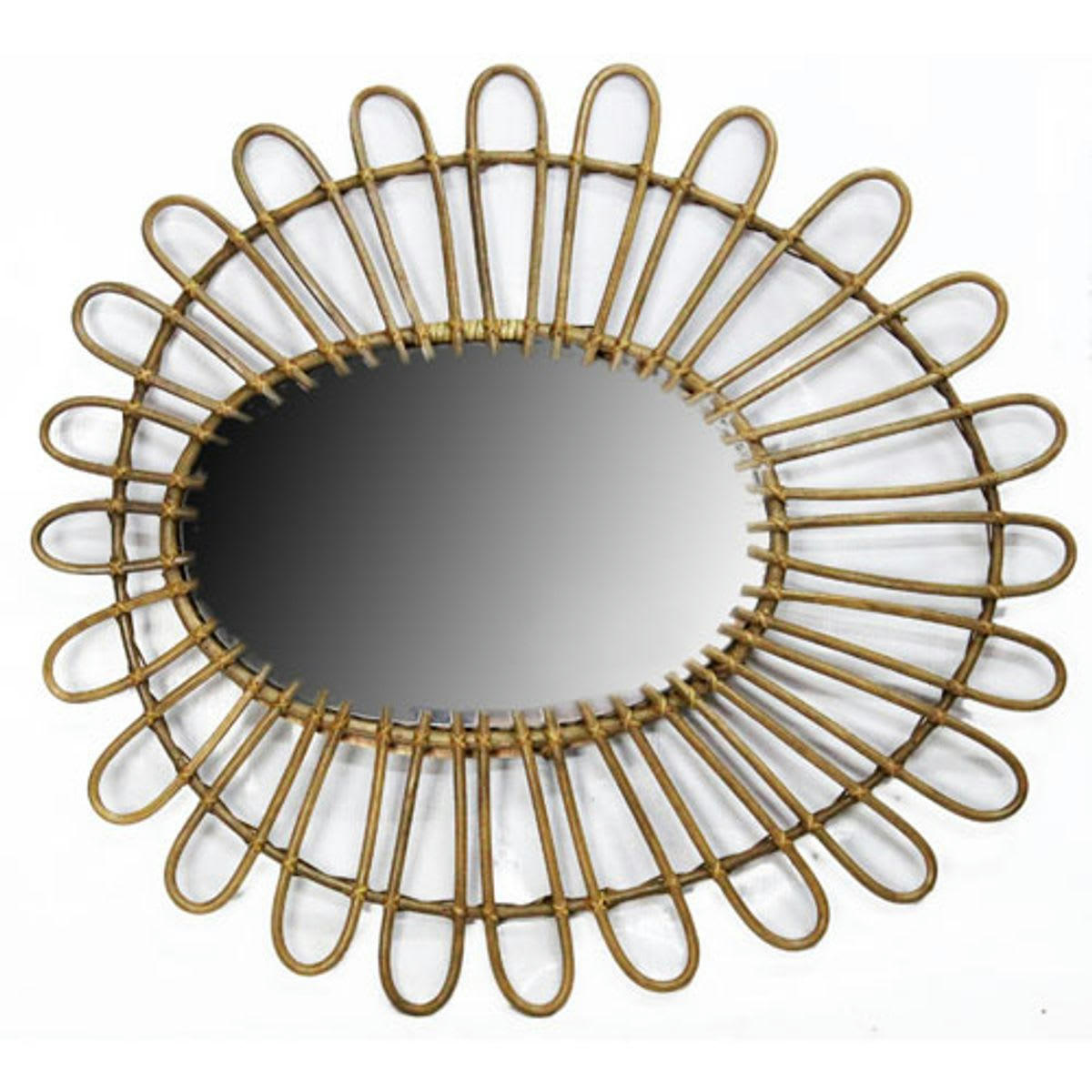 MOKA - MOKA - Miroir ovale en rotin maya bois clair 55x64