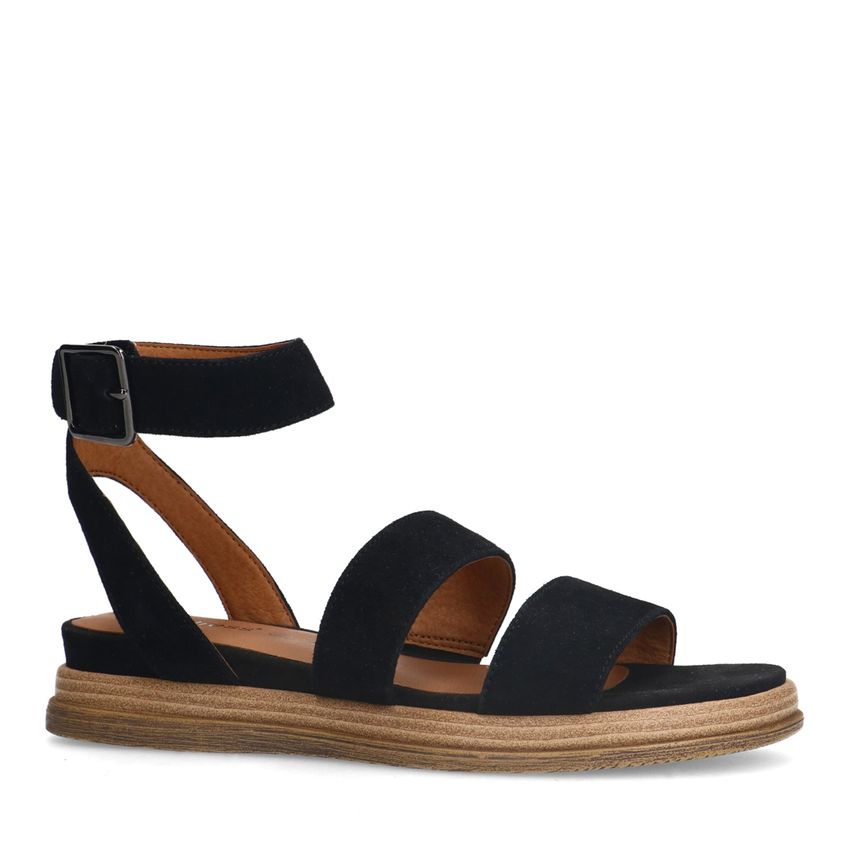 No Stress Zwarte suède plateau sandalen