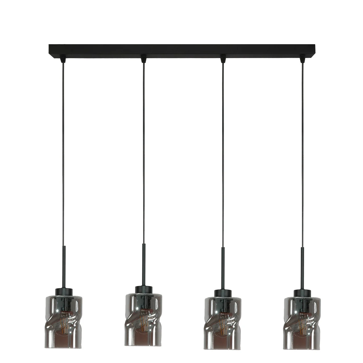 Lampa wisząca loft zwisy EDYLIT grafitowe klosze czarna 4xE27 GRETA 15-541