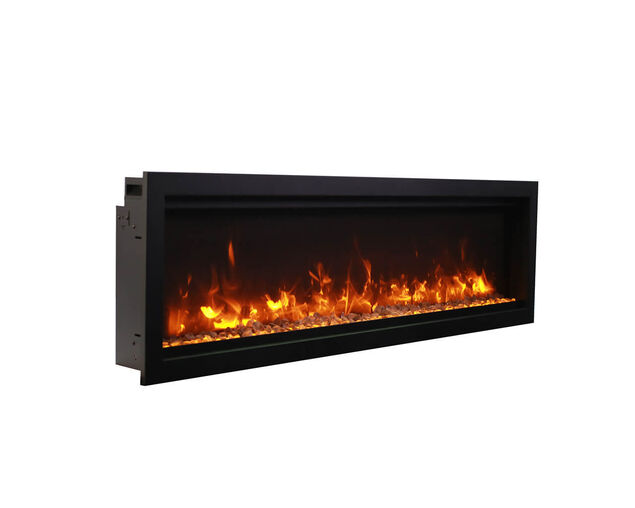 Amantii Smart 42" Clean face Electric Built-in with log and glass, black steel surround