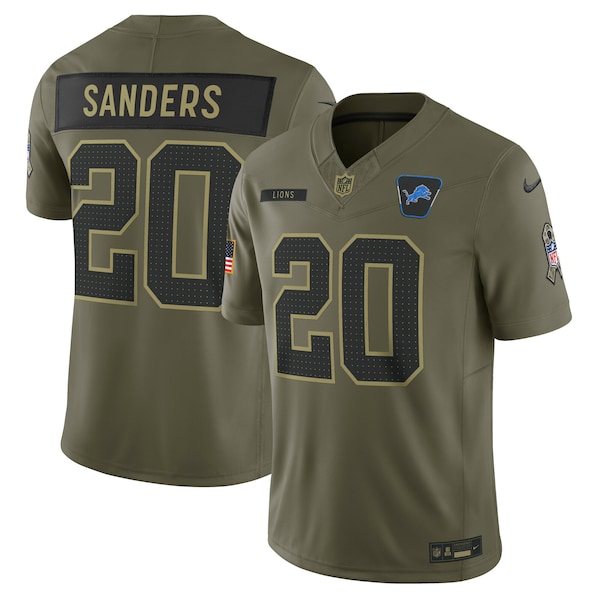 Barry Sanders Detroit Lions Nike 2025 Salute to Service Retired Limited Jersey - Olive