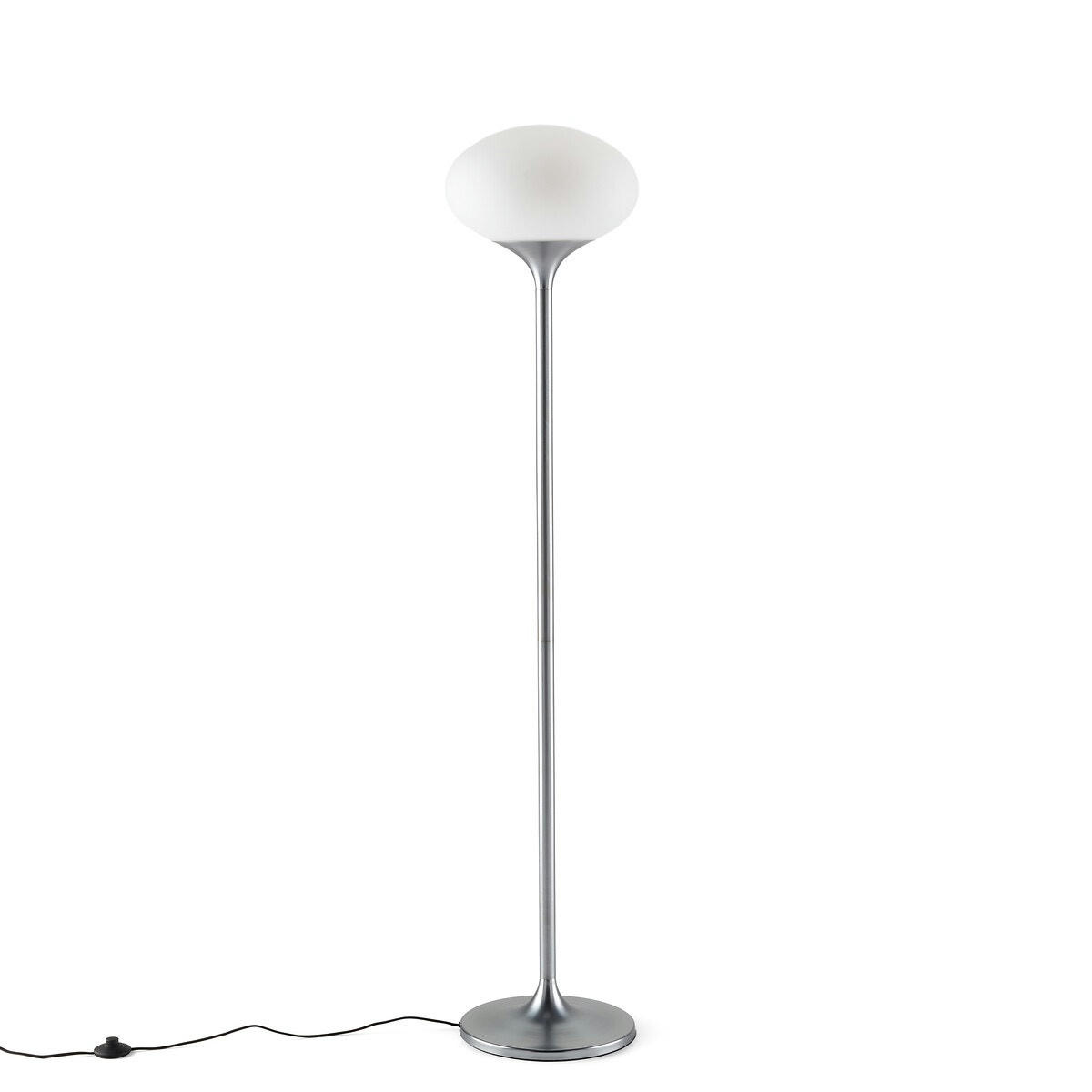 Lampadaire métal fer chrome et opaline, Merisa