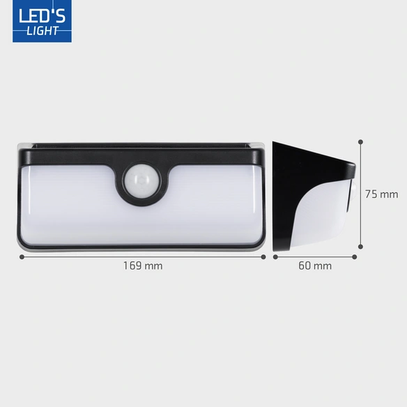 Solar-Wandleuchte, mit Bewegungssensor, IP 65, 500 lm, 4000 K, schwarz