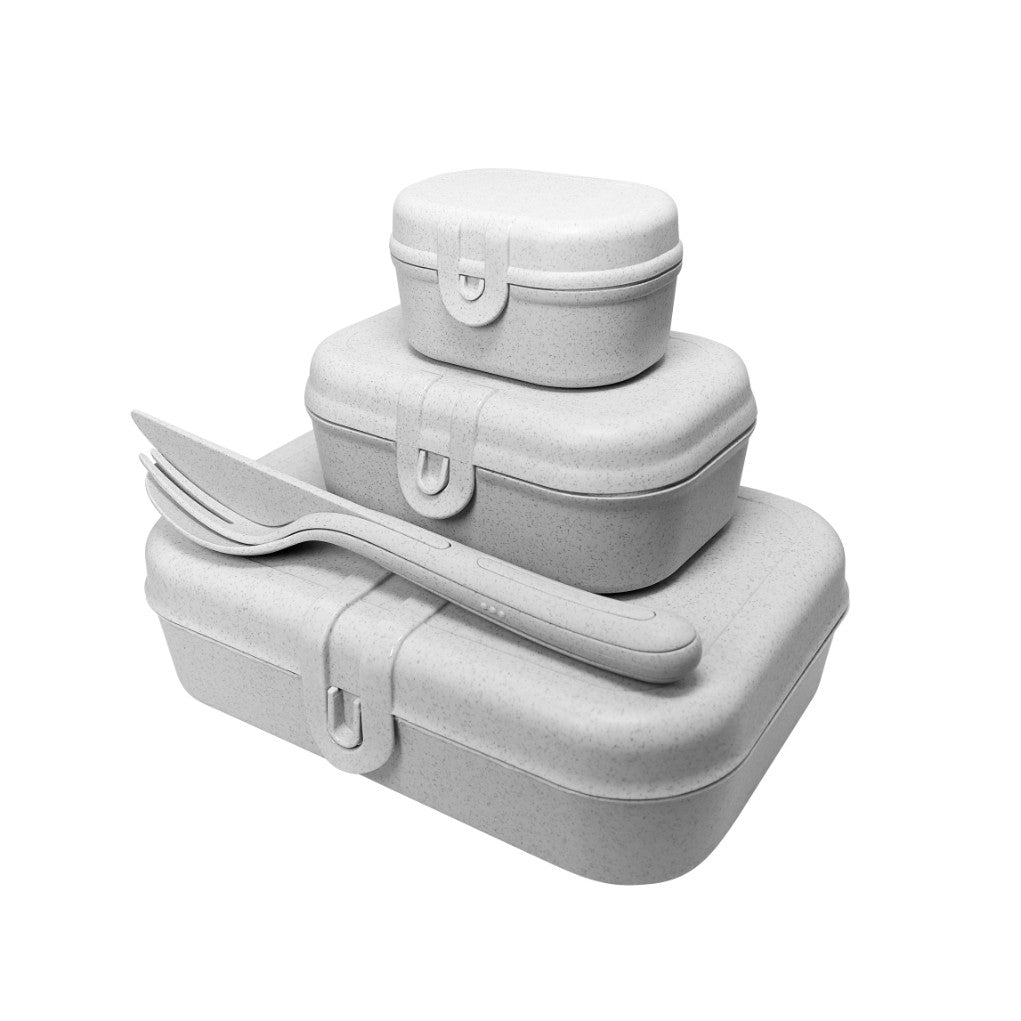 Lunchbox- en Bestekset, Organic Grijs - Koziol   Pascal Ready