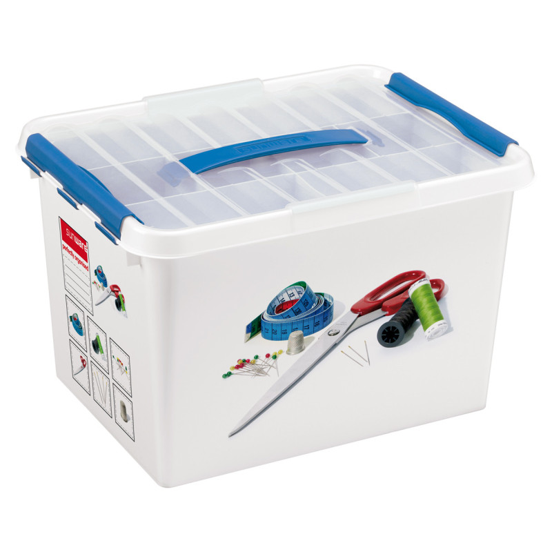 Boîte à coudre Q-Line blanc et bleu 22 L SUNWARE