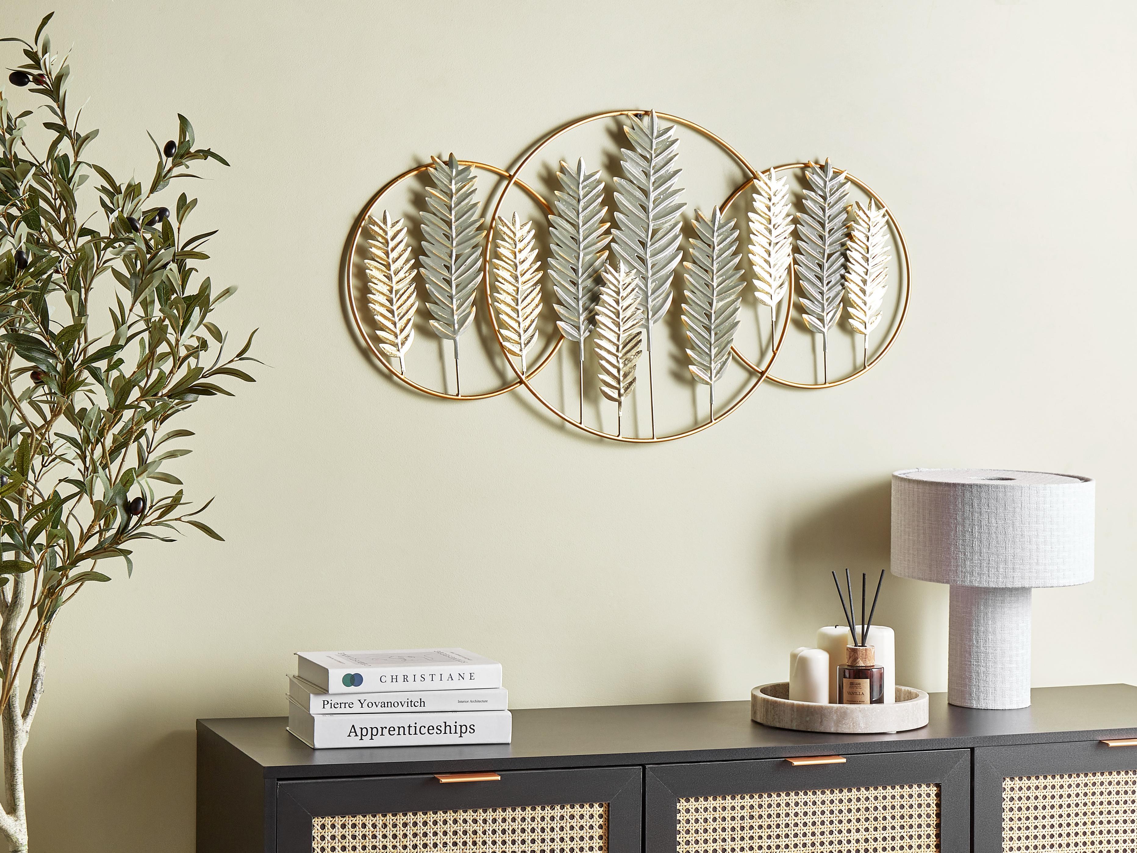 Wall Decor Leaf COPERNICIUM Metal 50 cm Gold