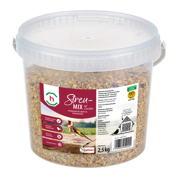 Vogelfutter, Streu-Mix mit Insekten, 2,5 kg im Eimer