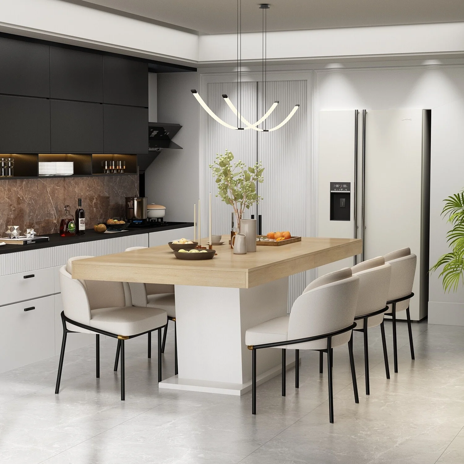 78.7Large Dining Table,Kitchen Table Furniture with Rectangular Base - 78.7L