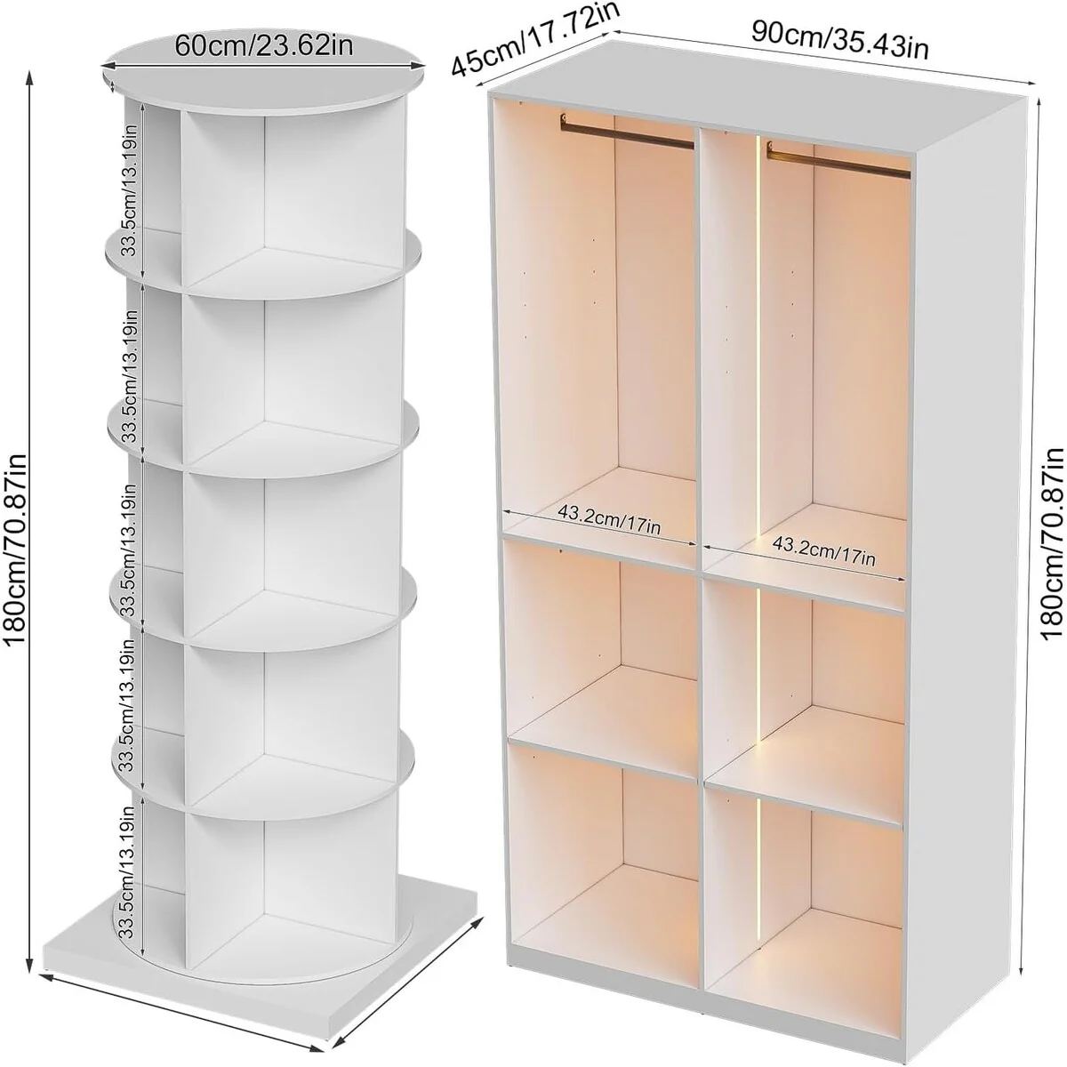 Hall Tree with 360-degree Rotating Shoe Rack, Coat Rack with 6 Modes lighting
