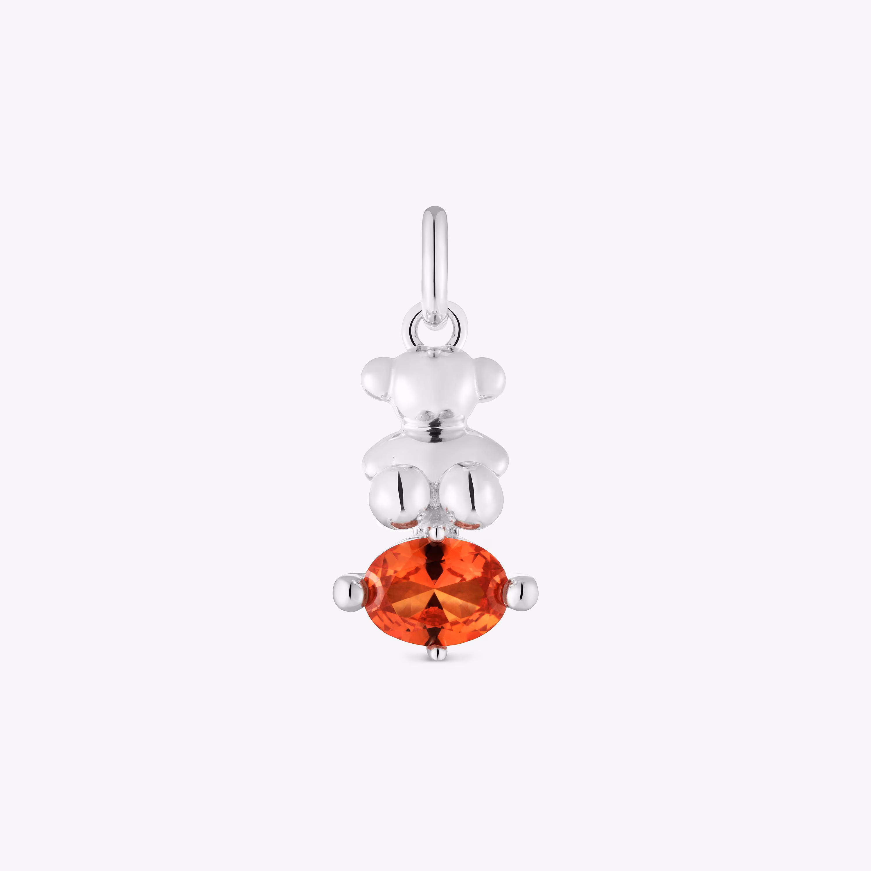Colgante pequeño motivo oso de plata y zafiro naranja creado en laboratorio Bold Bear LGG