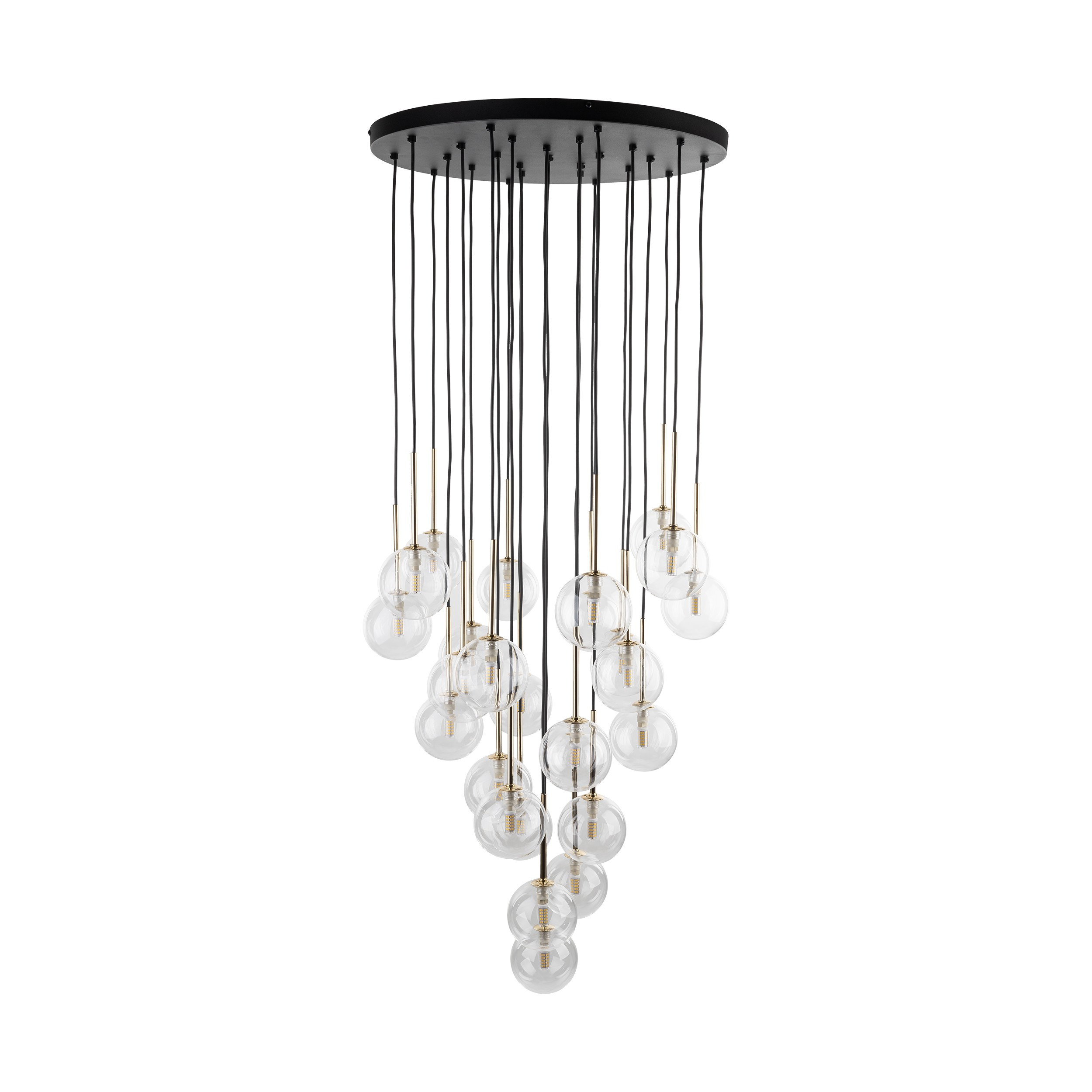 Kaskada 26 Kulek Wiszących Na Kole Tk Lighting Nilos Złota Czarna Do Salonu