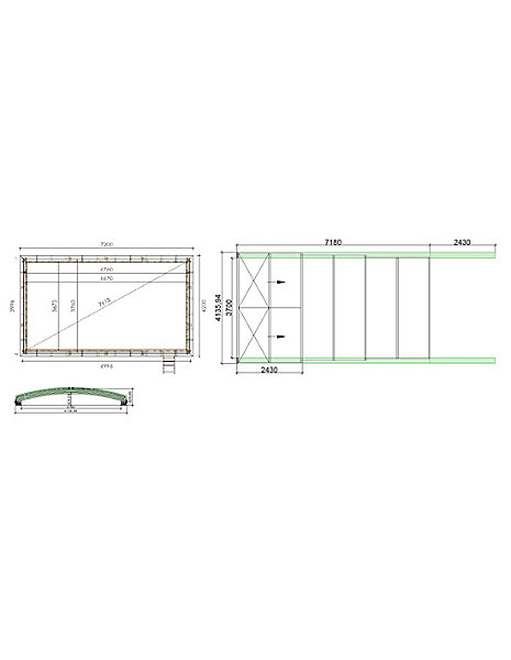 Abri de piscine Skyline pour les modèles 7,20x4,20 m - BAS58, BAS758 - polycarbonate massif 3 mm - Couleur Ral7037 Gris- ECO328
