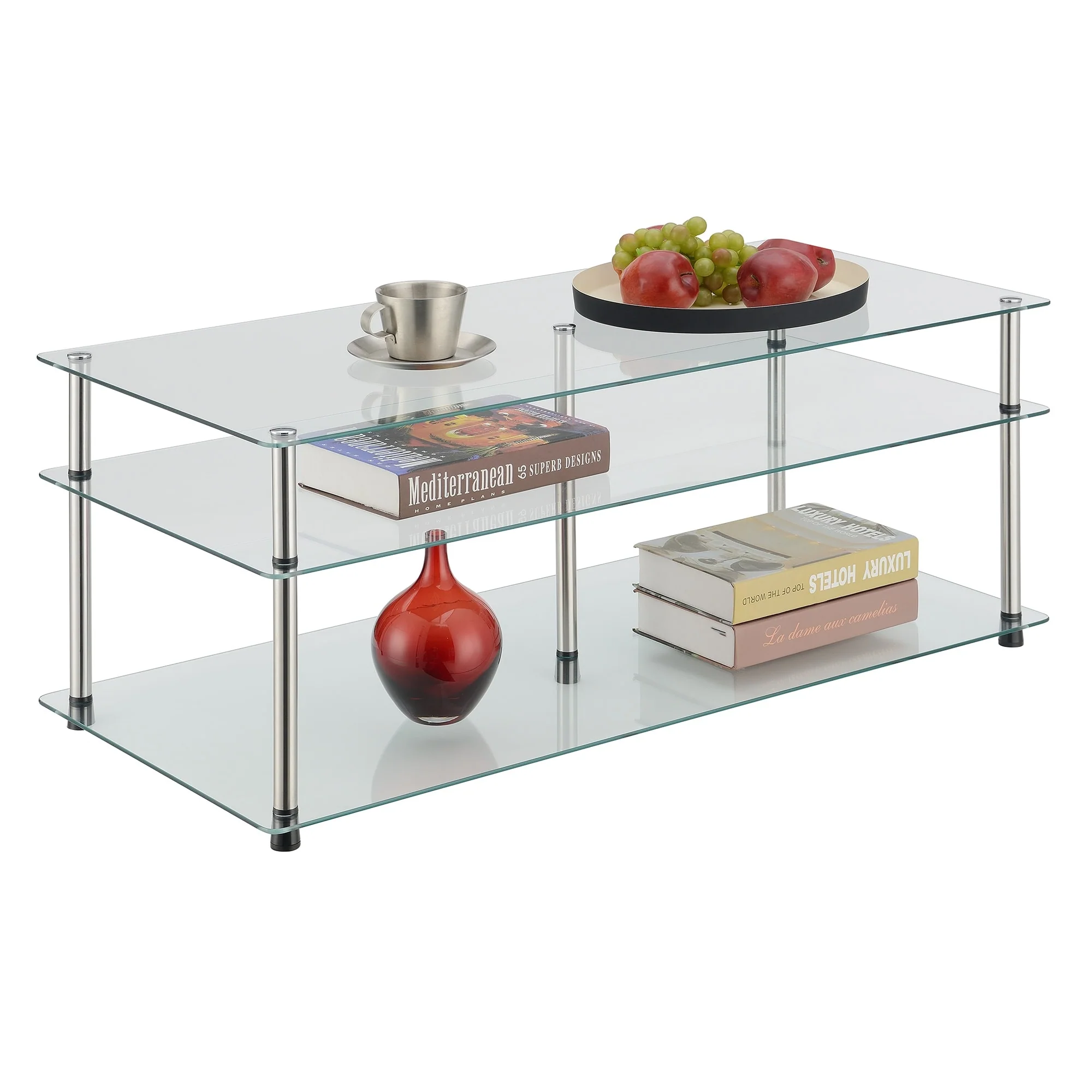 Convenience Concepts Designs2Go Classic Glass 3 Tier Coffee Table