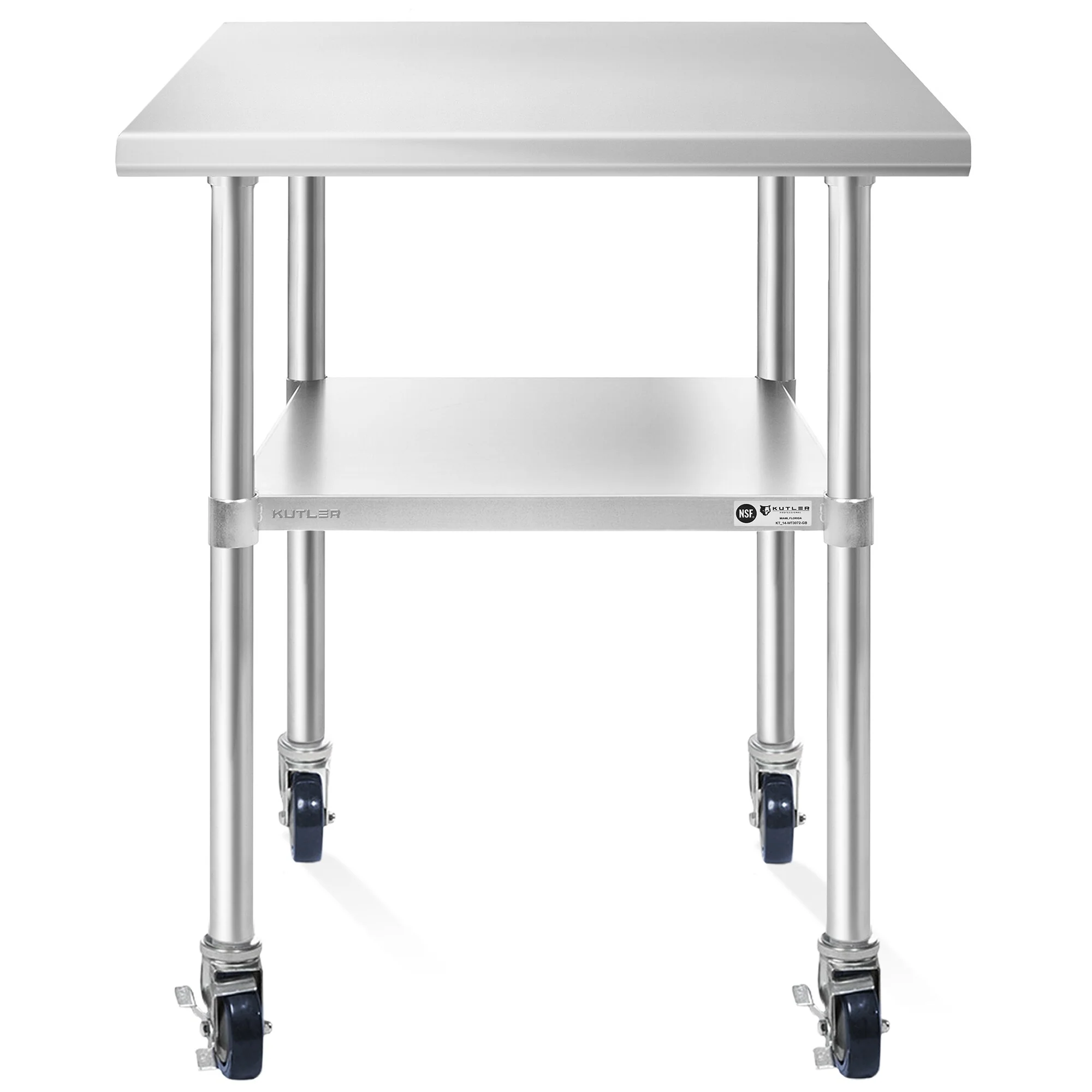 30 x 48in NSF Commercial Stainless Steel Prep and Work Table w Wheels - 30 x 48