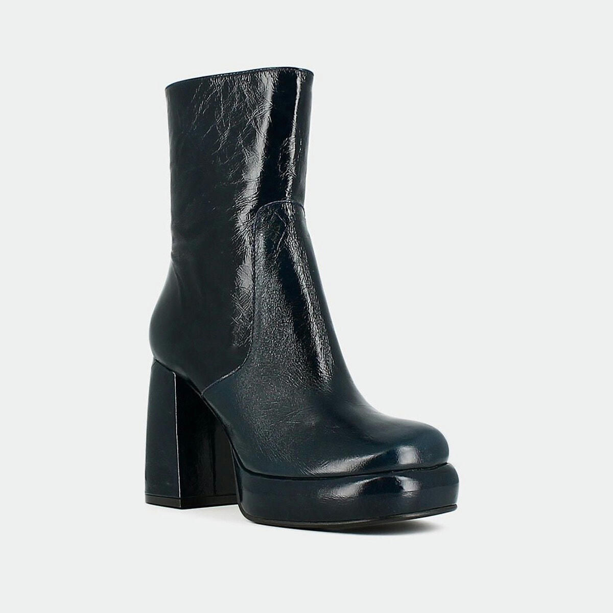 Bottines en cuir brillant Dena, plateforme