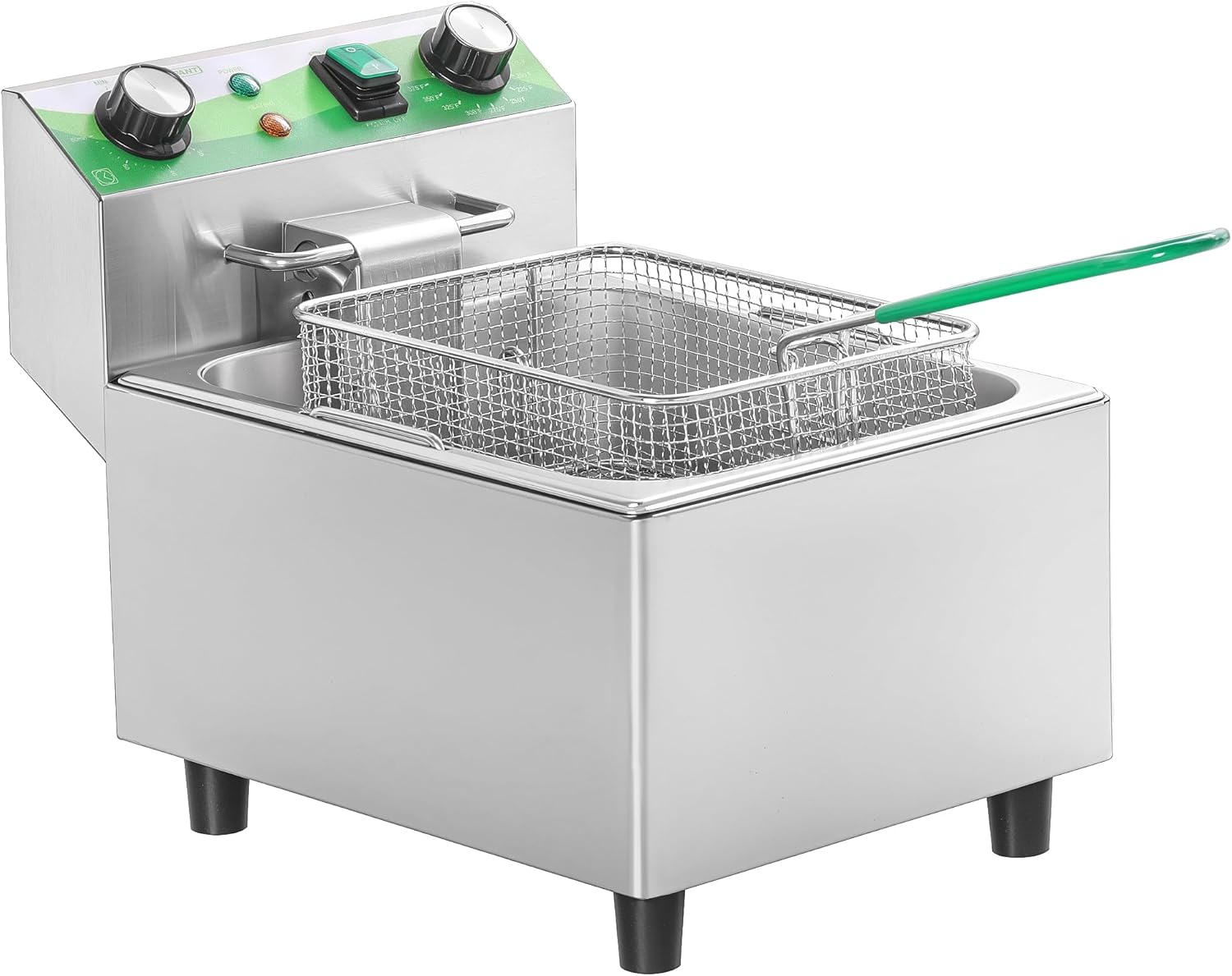 NUPANT Electric Deep Fryer with Timer 10L/10.6QT Commercial Deep Fryer with Basket and Lid, Temp Control, 1700W/110V Stainless Steel Single Oil Fryer Countertop Fryer for Home and Restaurant Use