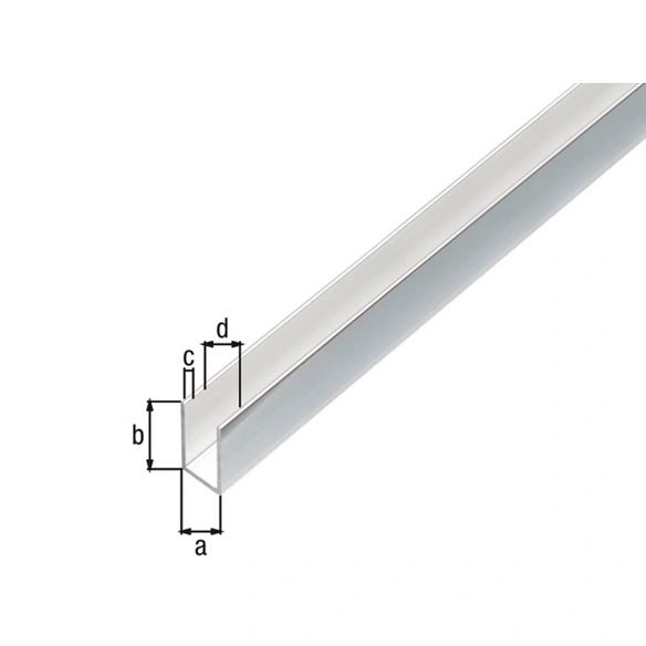 U-Profil, LxBxH: 2000 x 15 x 10 x 1 mm, chromfarben