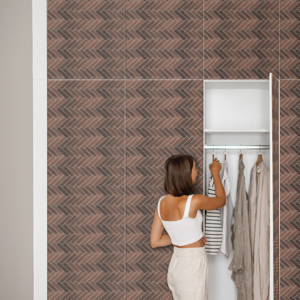 Folia meblowa Ceglana jodełka 50x100 Okleina samoprzylepna Loft DIY