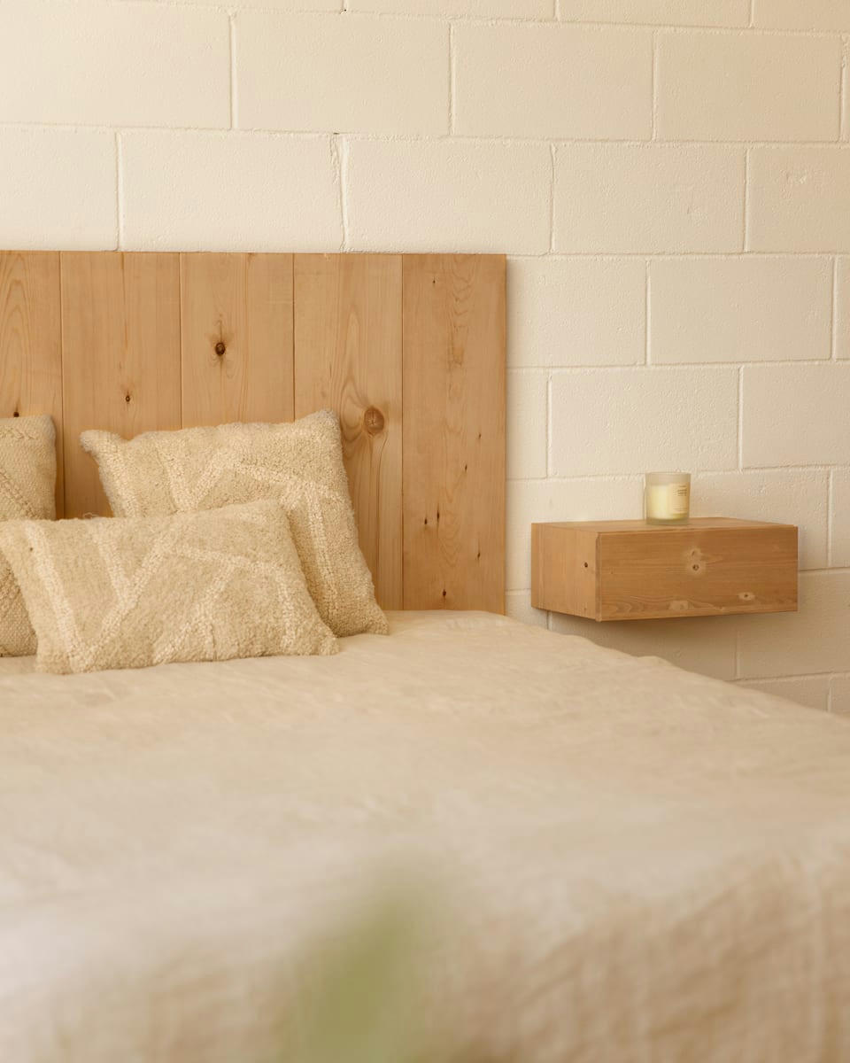 FLANDES II - Tête de lit lames en bois de pin marron clair 160x80cm