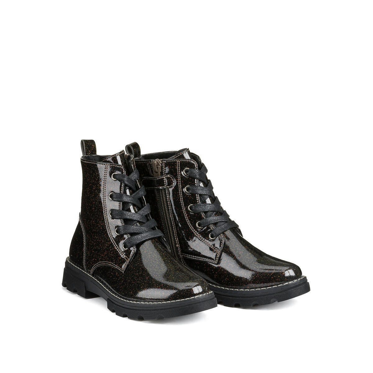 Bottines zippées et à lacets pailletées